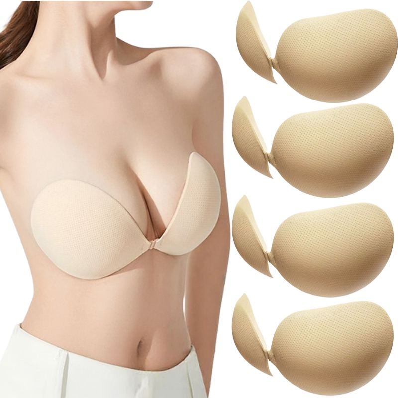 Push Up Bra Padded - Push-Up Klebe-BH Verdickte Unsichtbare Silikon-Brustvergrößerungspads Selbstklebende